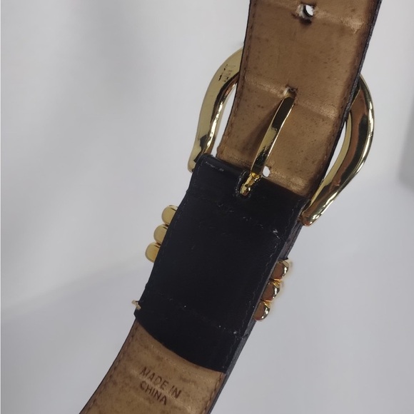 Ritz Elegant Black Leather Belt with Gold Buckle pre owned Exellent cond 27.5 main image 6